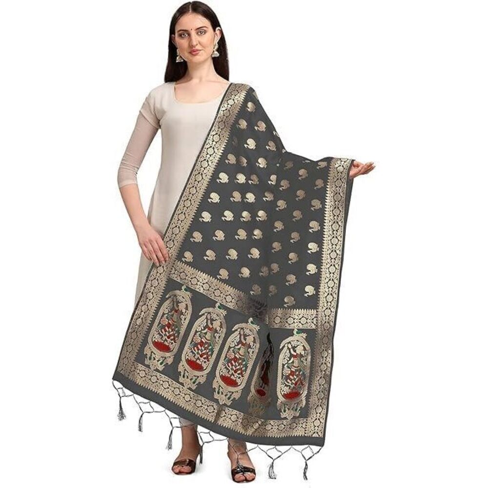 2627 Women's Woven Banarasi Silk Zari Dupatta/chunni, Width 1 Meter, Length